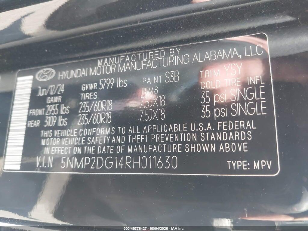 5NMP2DG14RH011630 2024 HYUNDAI SANTA FE HYBRID photo no. 8