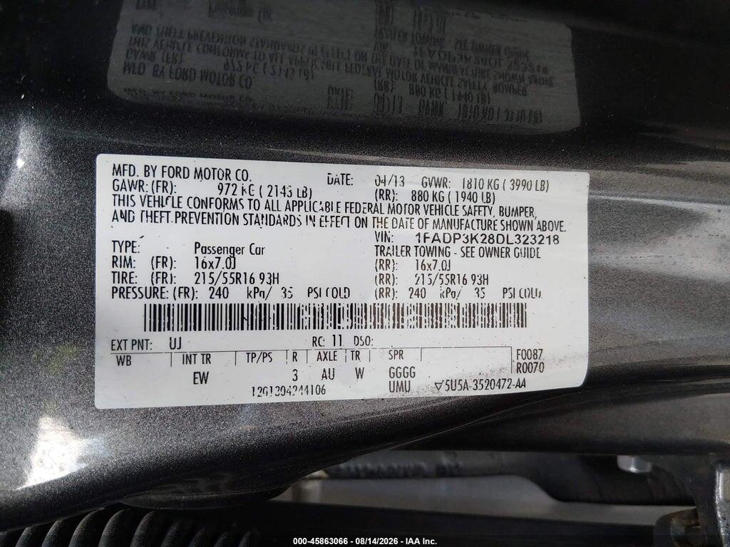 1FADP3K28DL323218 2013 FORD FOCUS photo no. 9