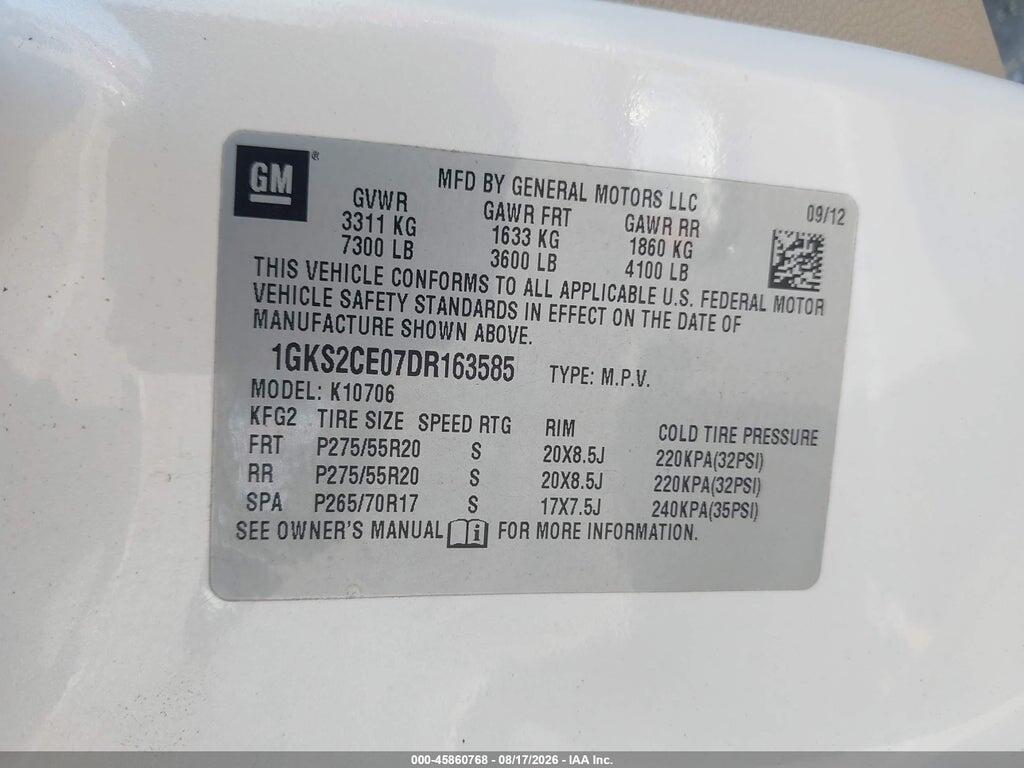1GKS2CE07DR163585 2013 GMC YUKON photo no. 9