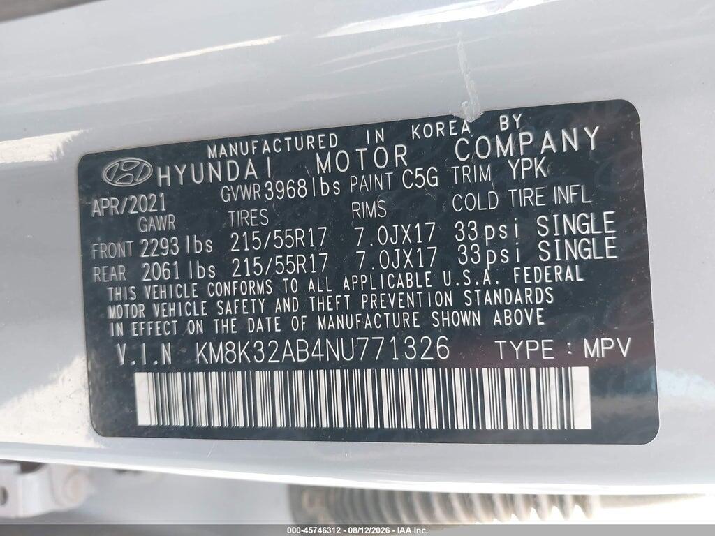 KM8K32AB4NU771326 2022 HYUNDAI KONA photo no. 9