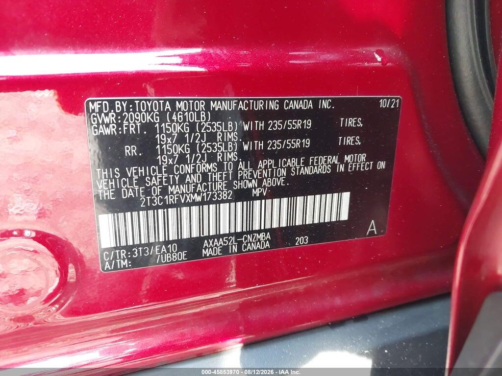 2T3C1RFVXMW173382 2021 TOYOTA RAV4 photo no. 9