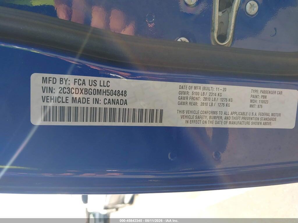 2C3CDXBG0MH504848 2021 DODGE CHARGER photo no. 9