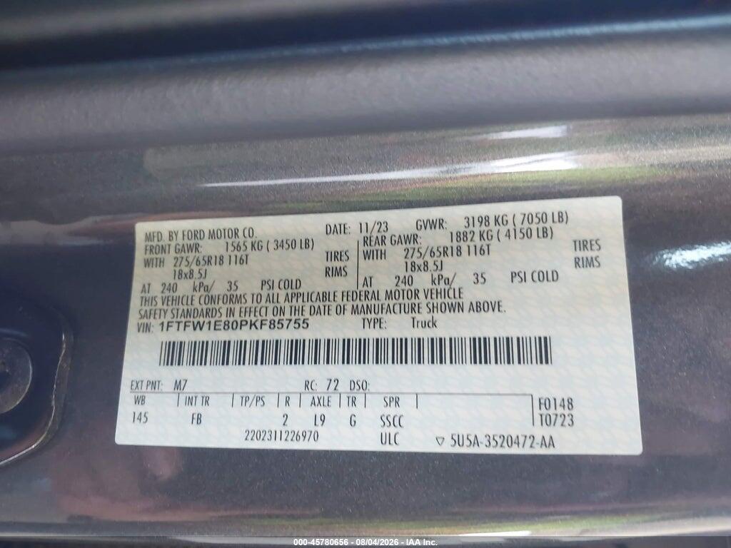 1FTFW1E80PKF85755 2023 FORD F-150 photo no. 9