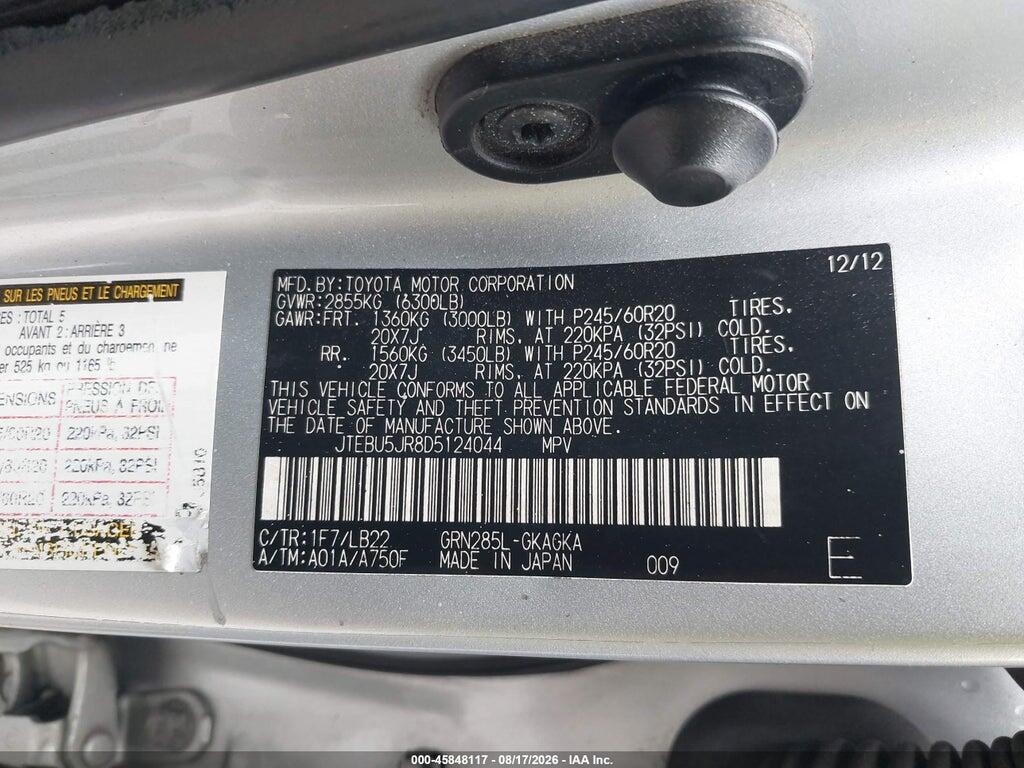JTEBU5JR8D5124044 2013 TOYOTA 4RUNNER photo no. 9