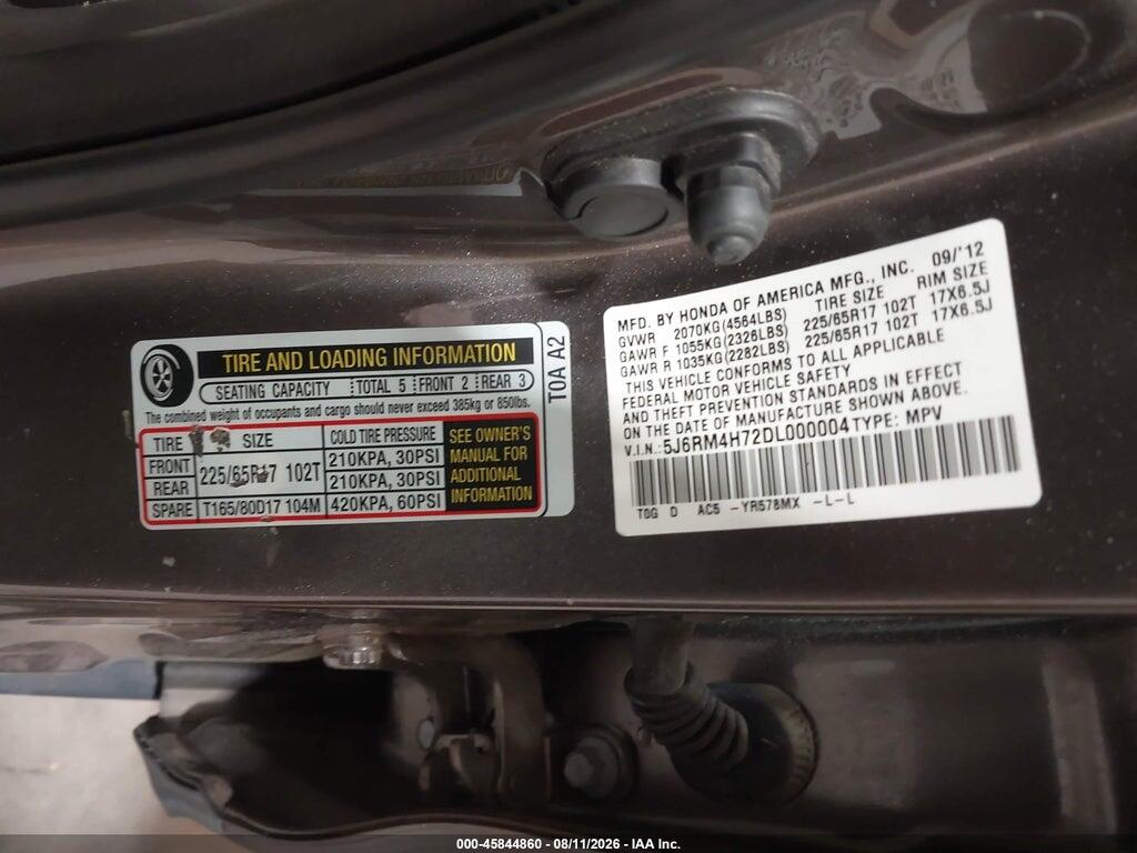 5J6RM4H72DL000004 2013 HONDA CR-V photo no. 9