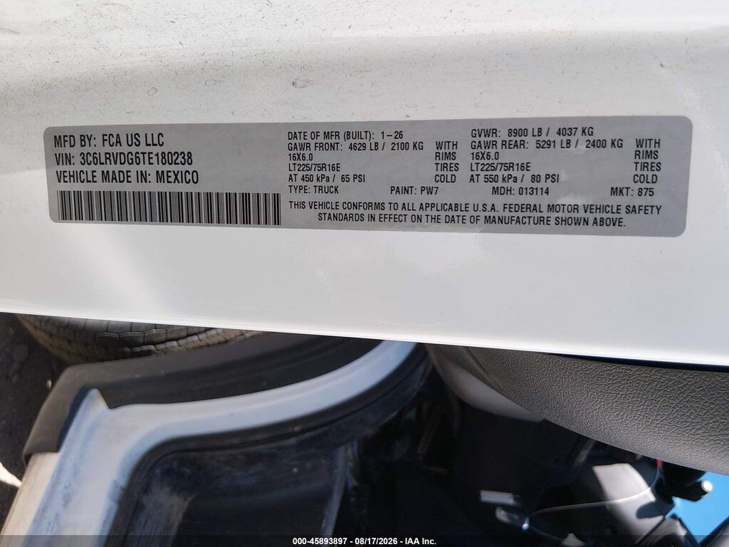 3C6LRVDG6TE180238 2026 RAM PROMASTER 2500 photo no. 9