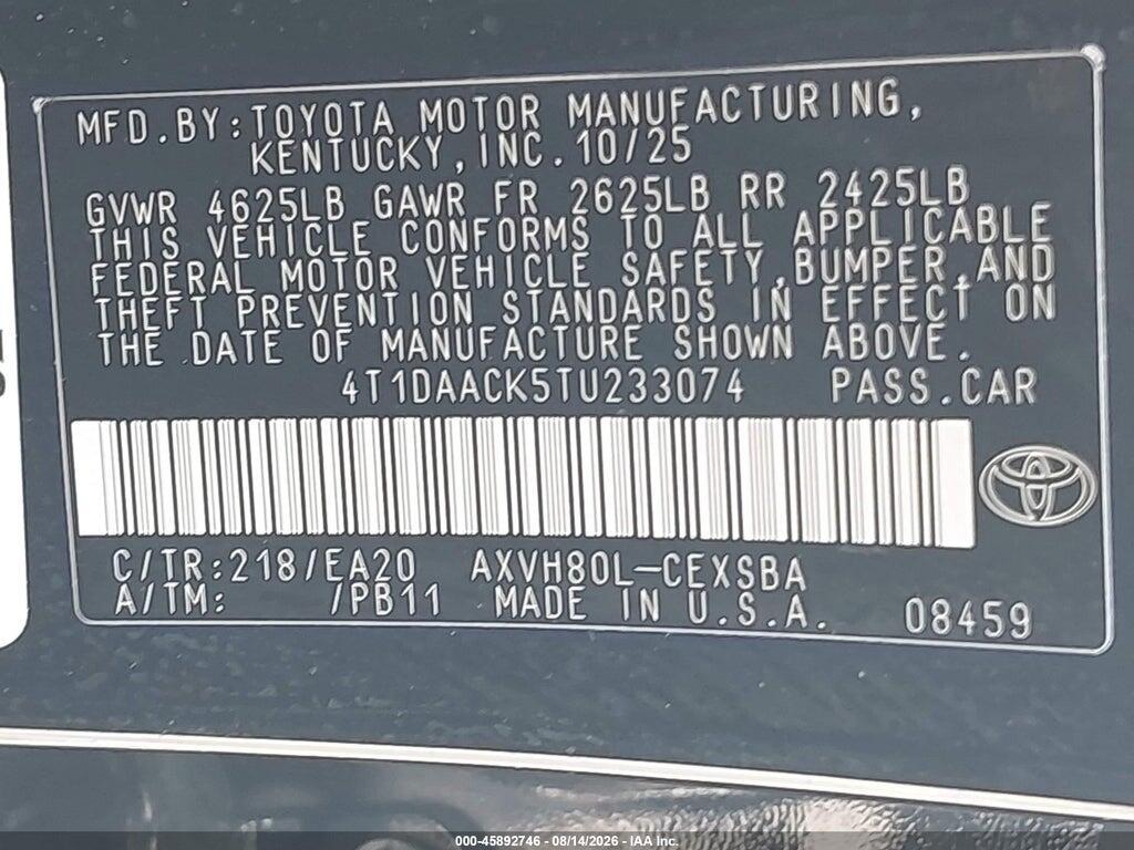 4T1DAACK5TU233074 2026 TOYOTA CAMRY photo no. 9