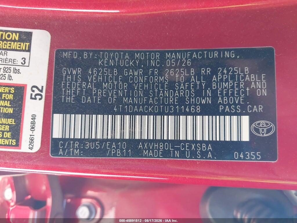 4T1DAACK0TU311468 2026 TOYOTA CAMRY photo no. 9