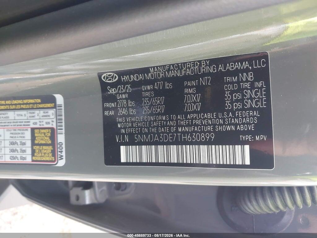 5NMJA3DE7TH630899 2026 HYUNDAI TUCSON photo no. 9