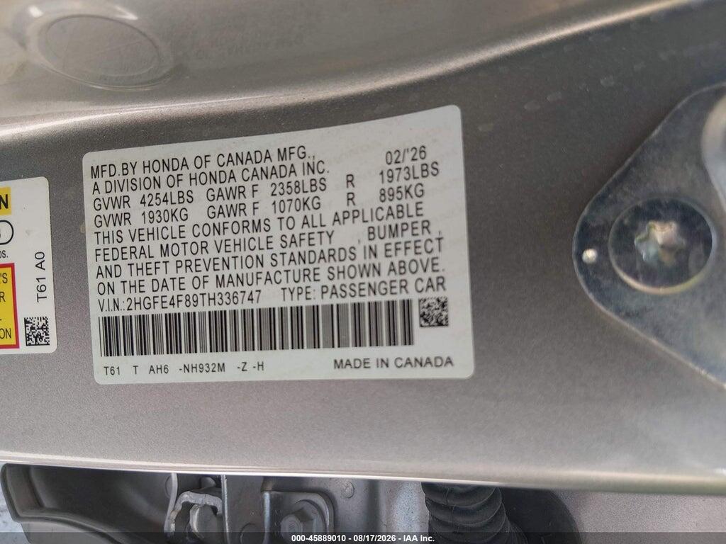 2HGFE4F89TH336747 2026 HONDA CIVIC HYBRID photo no. 9