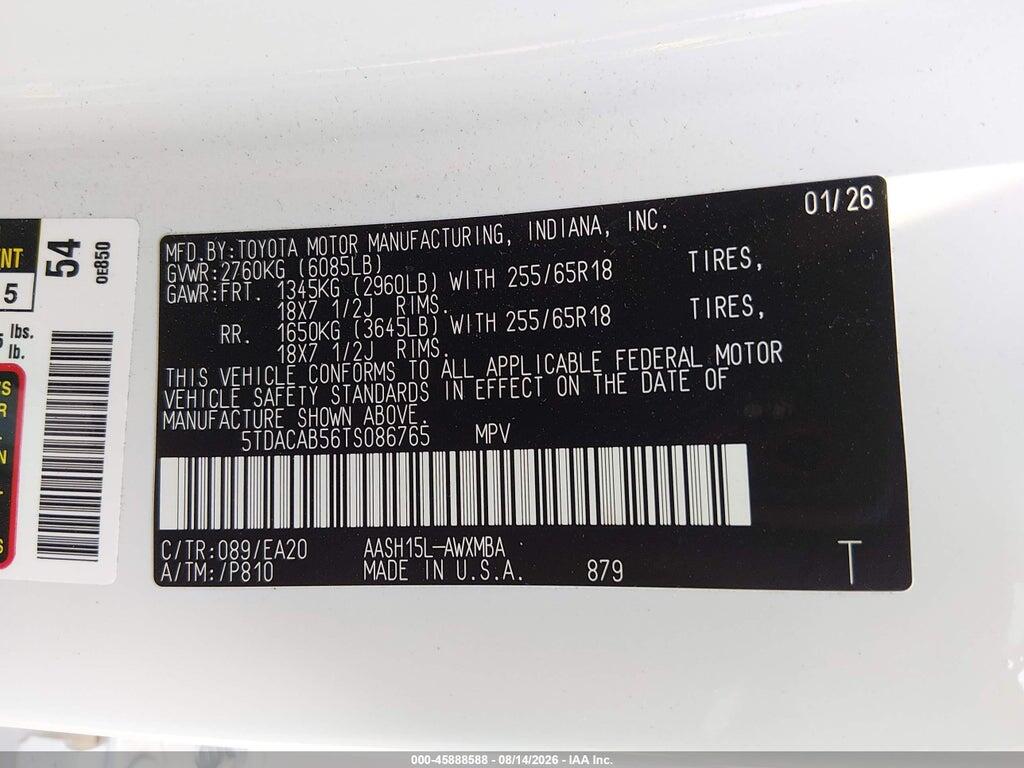 5TDACAB56TS086765 2026 TOYOTA GRAND HIGHLANDER HYBRID photo no. 9