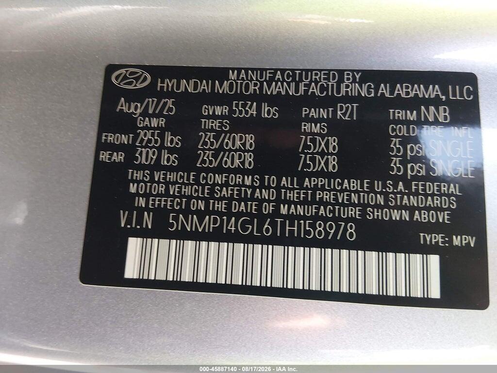 5NMP14GL6TH158978 2026 HYUNDAI SANTA FE photo no. 9
