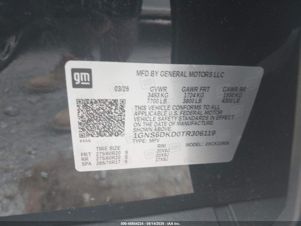 1GNS6DKD0TR306119 2026 CHEVROLET SUBURBAN photo no. 9