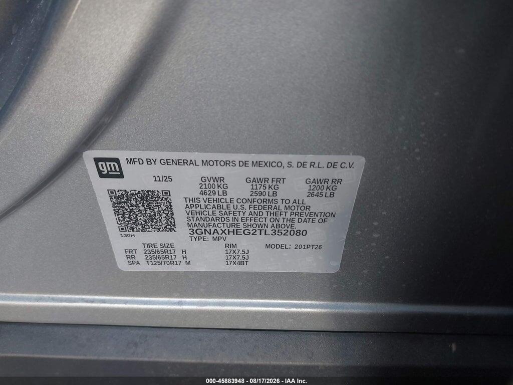 3GNAXHEG2TL352080 2026 CHEVROLET EQUINOX photo no. 9