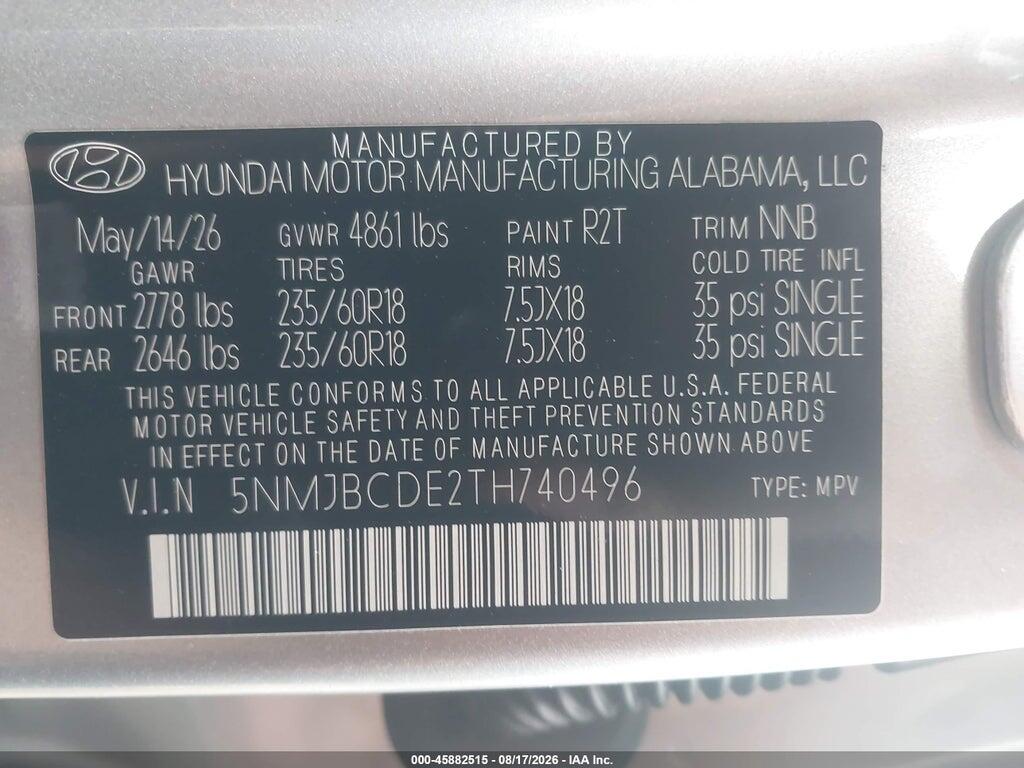 5NMJBCDE2TH740496 2026 HYUNDAI TUCSON photo no. 9