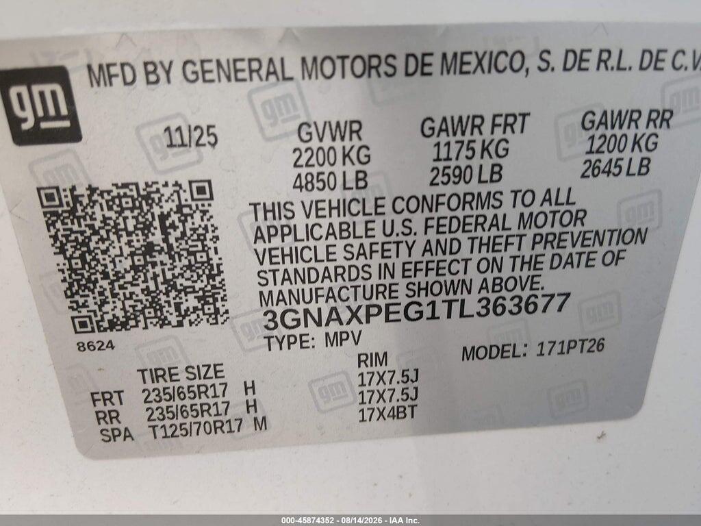 3GNAXPEG1TL363677 2026 CHEVROLET EQUINOX photo no. 9