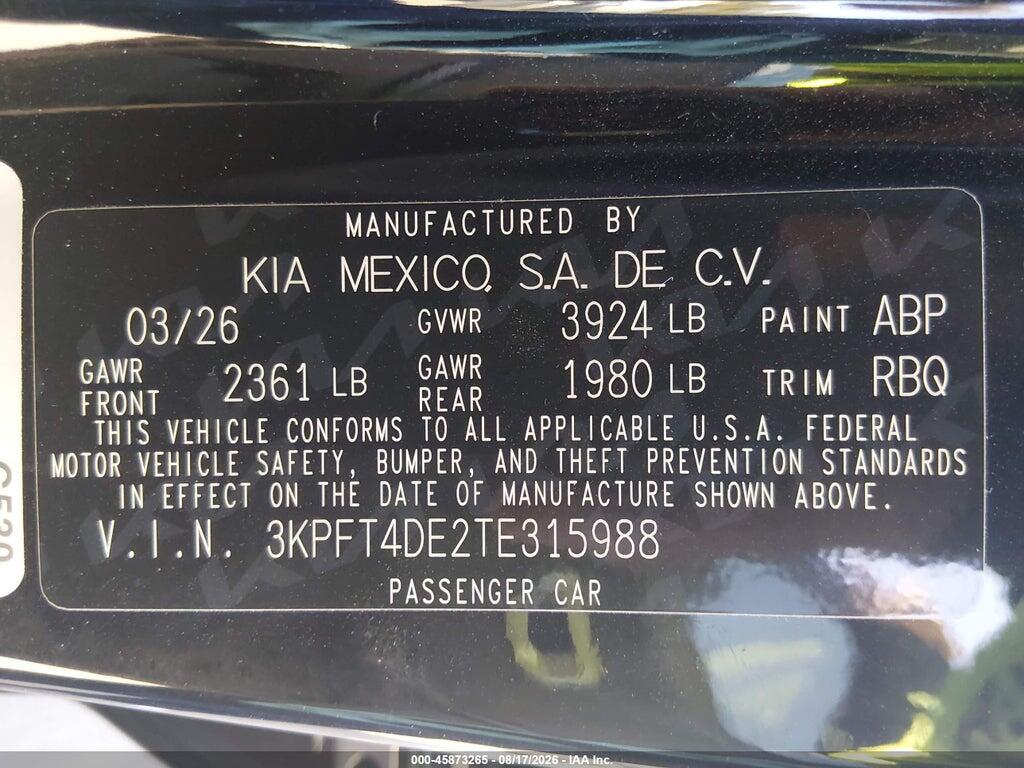 3KPFT4DE2TE315988 2026 KIA K4 photo no. 9