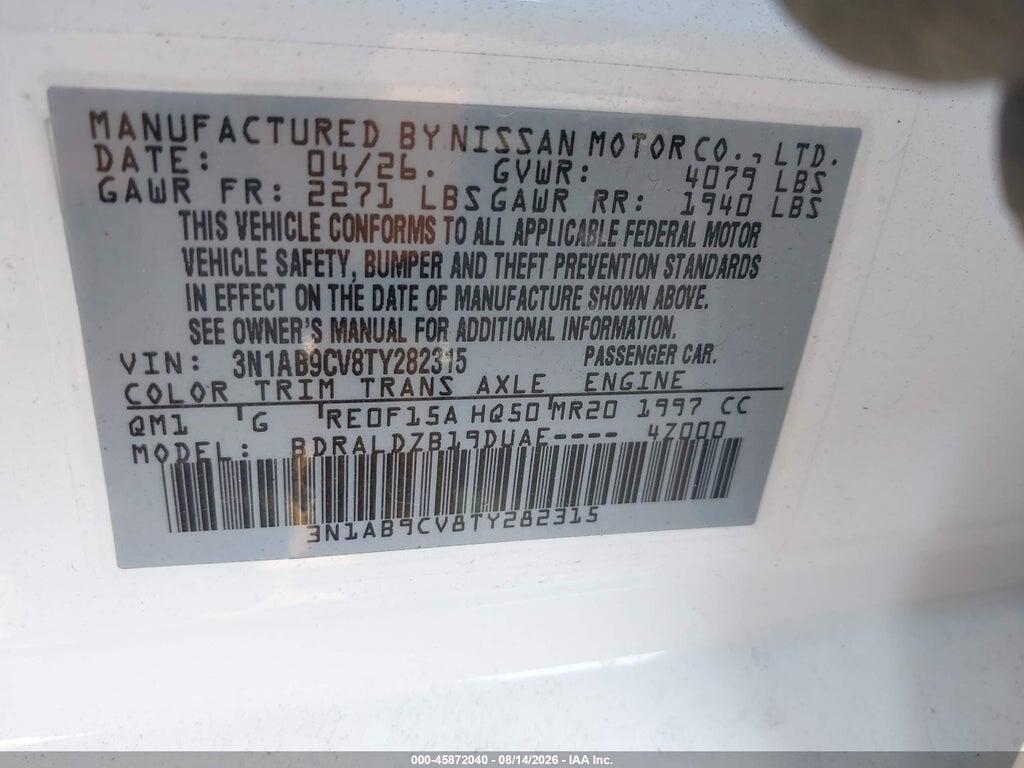 3N1AB9CV8TY282315 2026 NISSAN SENTRA photo no. 9