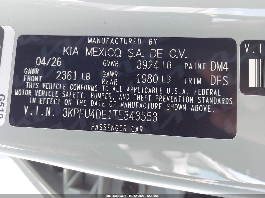 3KPFU4DE1TE343553 2026 KIA K4 photo no. 9