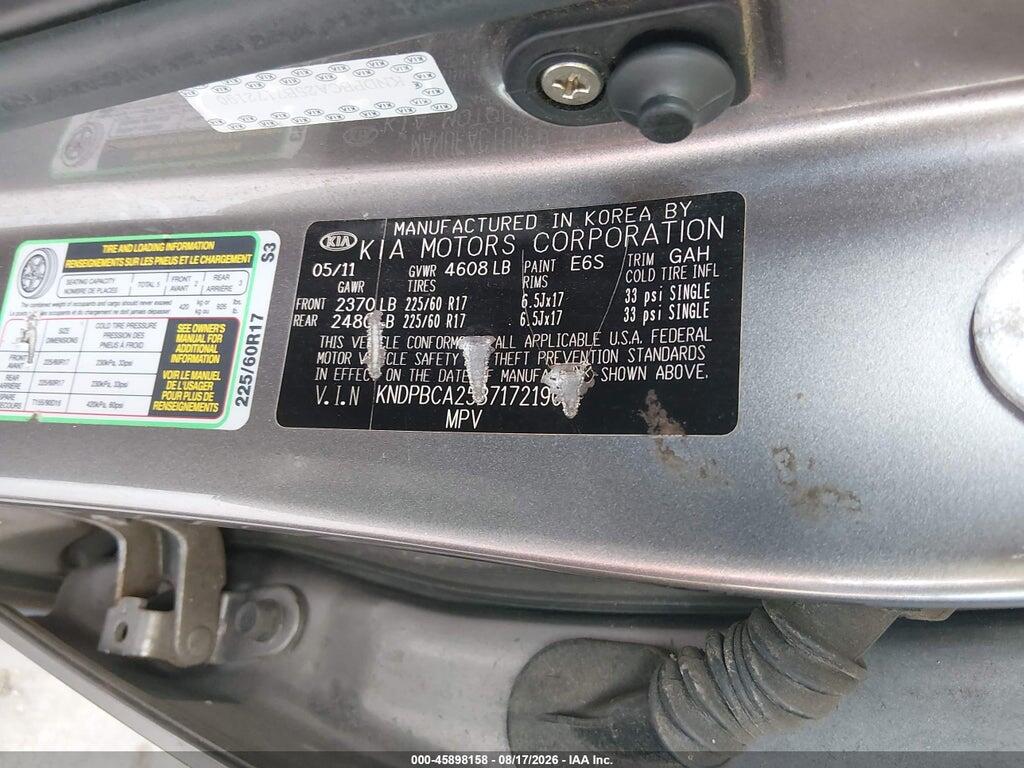 KNDPBCA25B7172190 2011 KIA SPORTAGE photo no. 9
