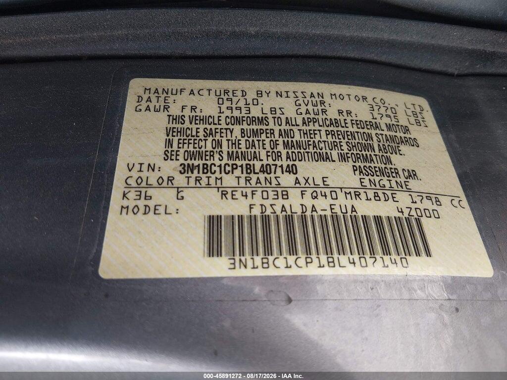 3N1BC1CP1BL407140 2011 NISSAN VERSA photo no. 9