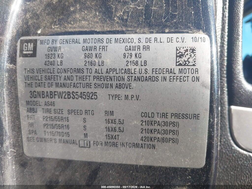 3GNBABFW2BS545925 2011 CHEVROLET HHR photo no. 9