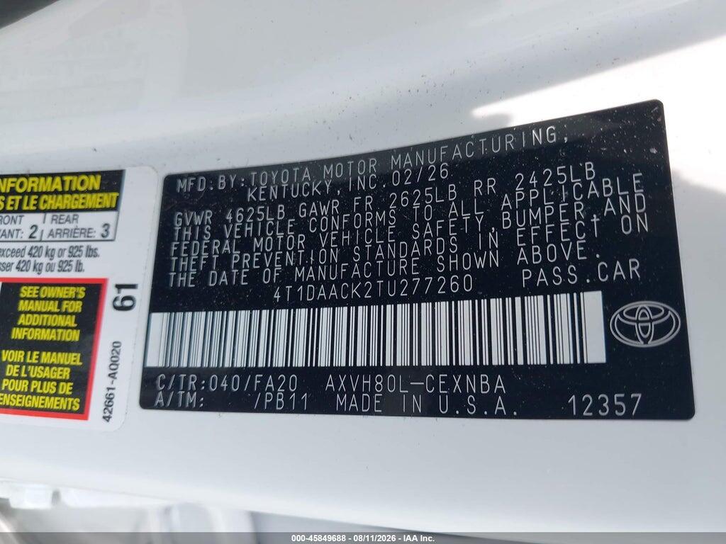 4T1DAACK2TU277260 2026 TOYOTA CAMRY photo no. 9