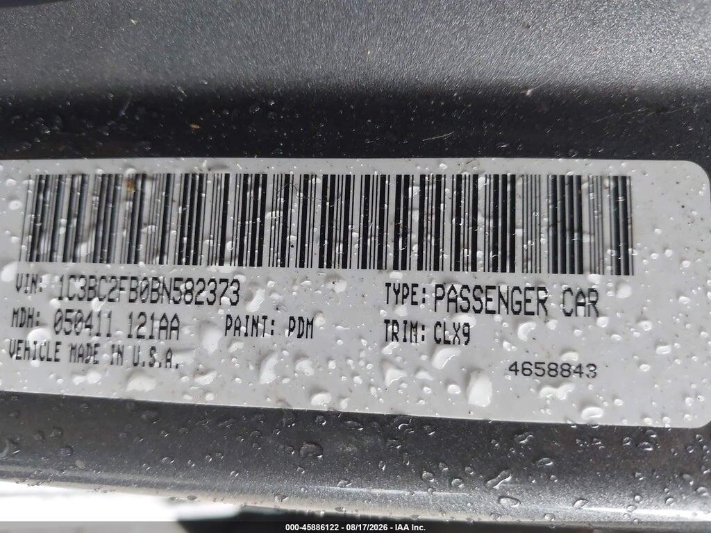 1C3BC2FB0BN582373 2011 CHRYSLER 200 photo no. 9