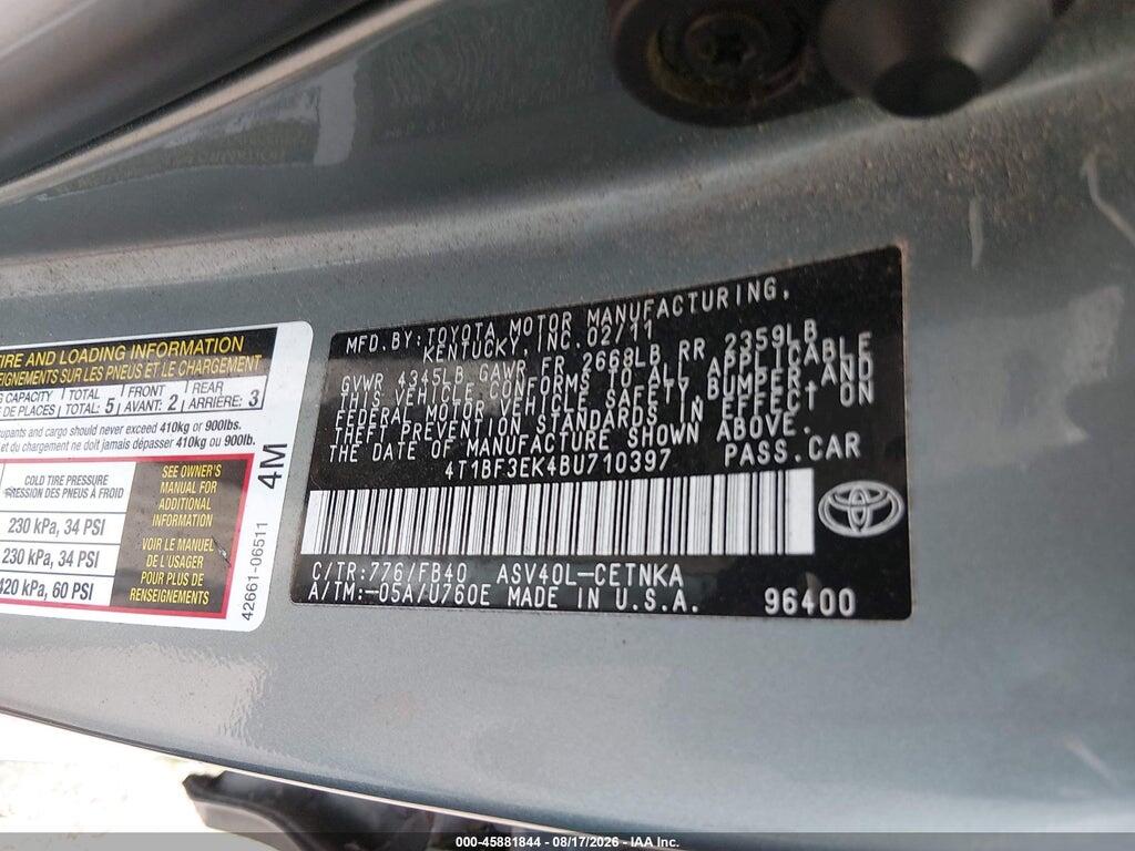 4T1BF3EK4BU710397 2011 TOYOTA CAMRY photo no. 9