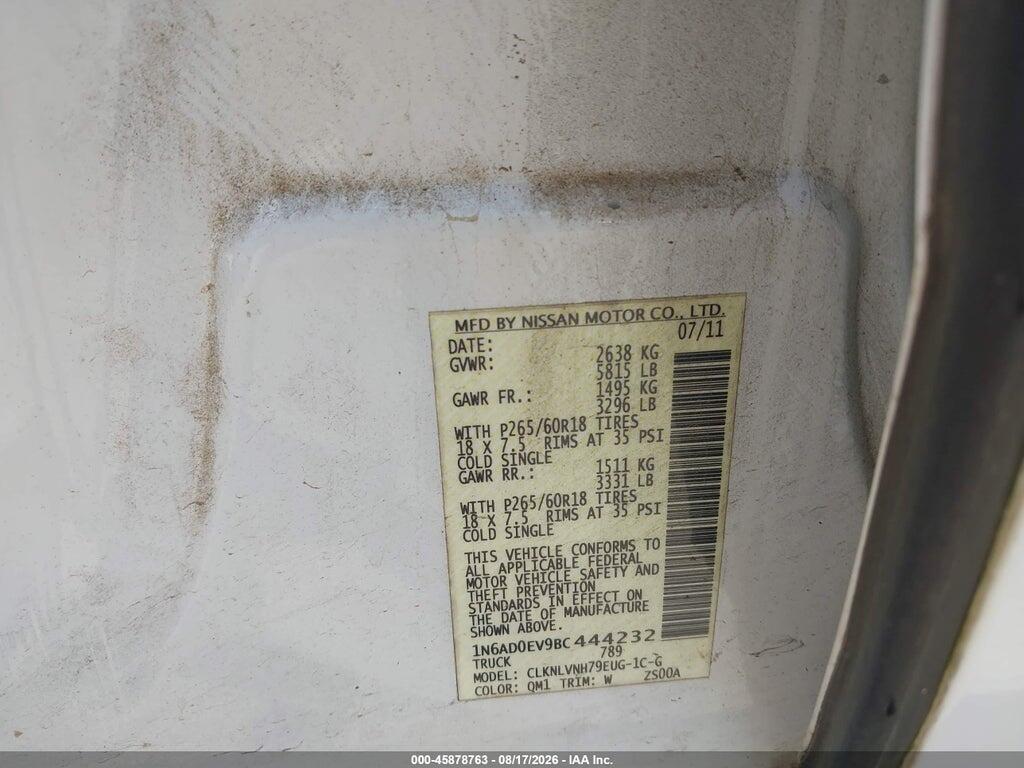 1N6AD0EV9BC444232 2011 NISSAN FRONTIER photo no. 9
