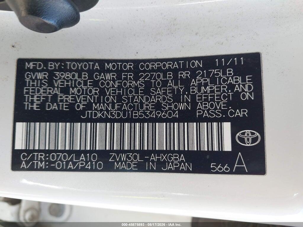 JTDKN3DU1B5349604 2011 TOYOTA PRIUS photo no. 9