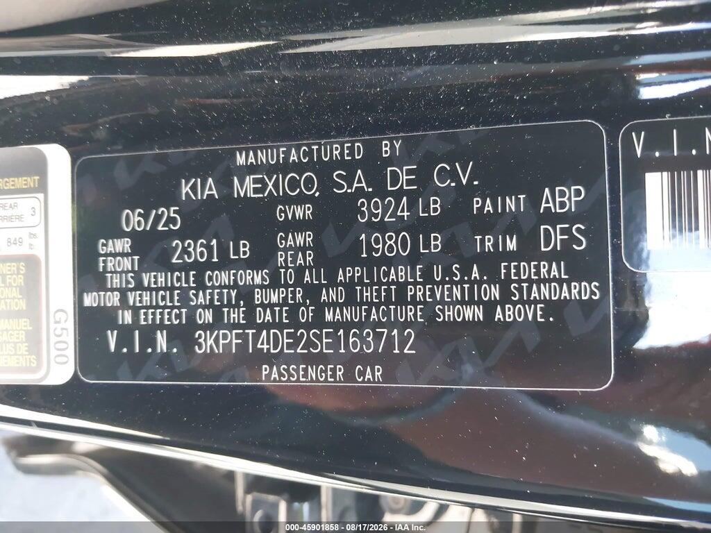 3KPFT4DE2SE163712 2025 KIA K4 photo no. 9