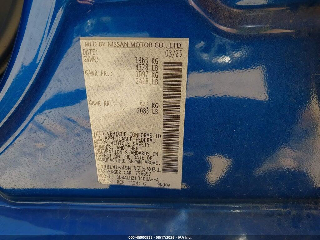 1N4BL4DV4SN375981 2025 NISSAN ALTIMA photo no. 9