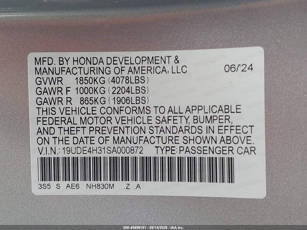 19UDE4H31SA000872 2025 ACURA INTEGRA photo no. 9
