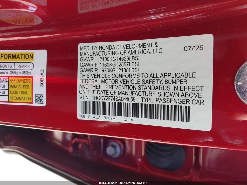 1HGCY2F74SA064059 2025 HONDA ACCORD HYBRID photo no. 9