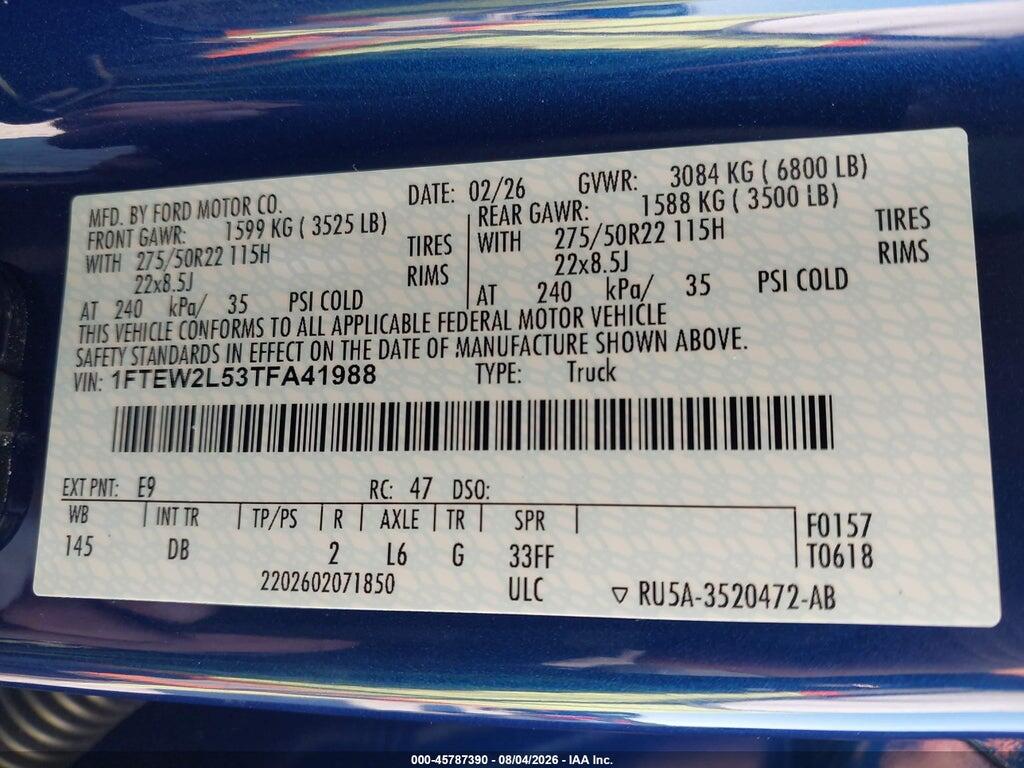 1FTEW2L53TFA41988 2026 FORD F-150 photo no. 9