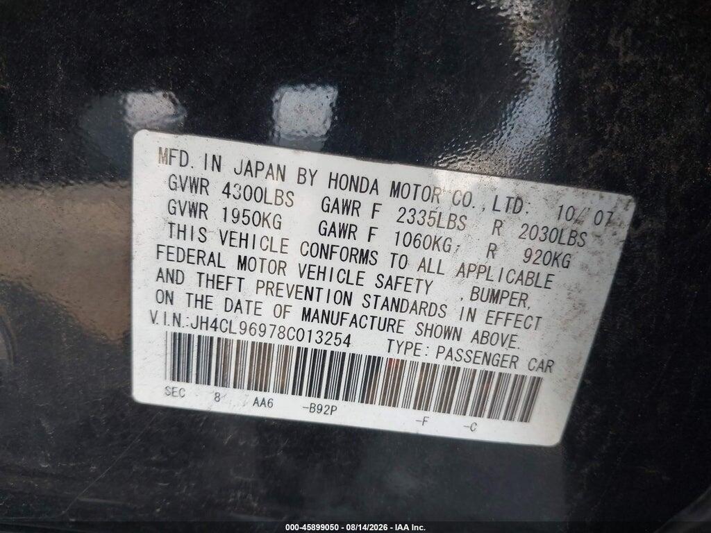 JH4CL96978C013254 2008 ACURA TSX photo no. 9