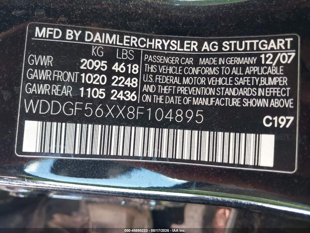 WDDGF56XX8F104895 2008 MERCEDES-BENZ C 350 photo no. 9