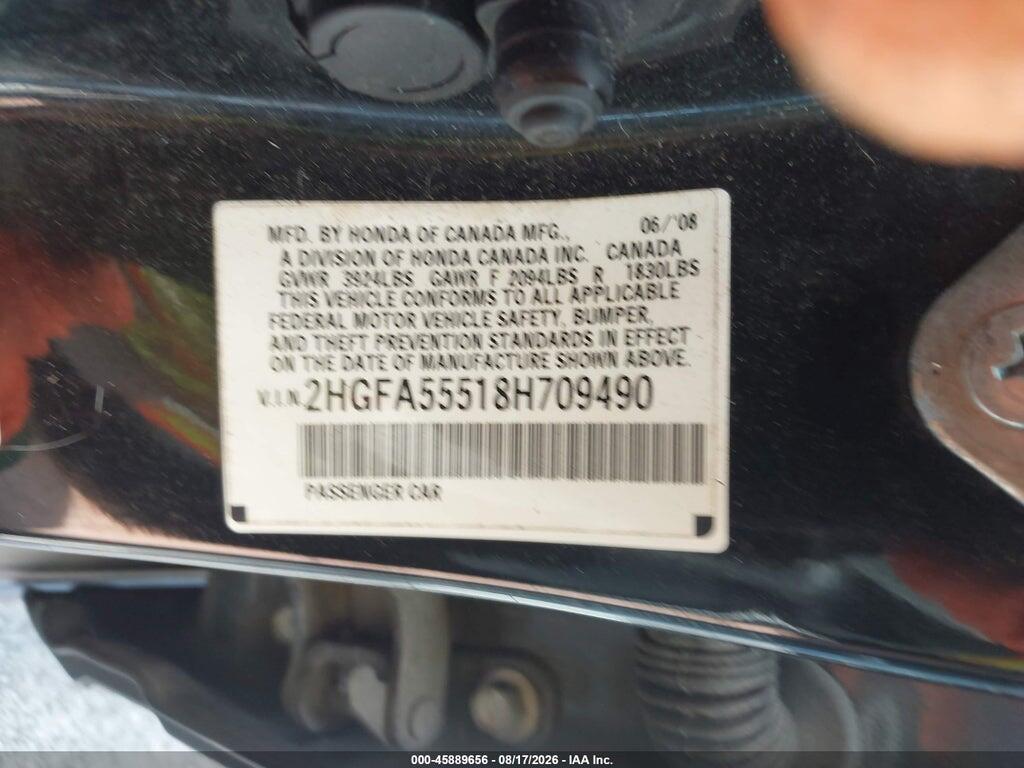 2HGFA55518H709490 2008 HONDA CIVIC photo no. 9