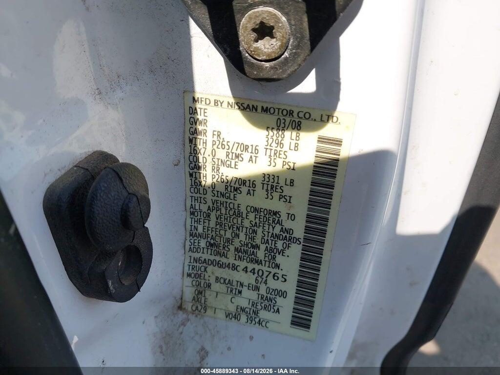1N6AD06U48C440765 2008 NISSAN FRONTIER photo no. 9