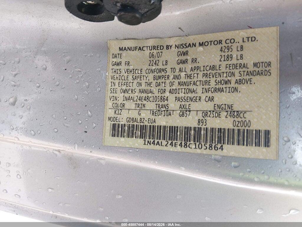 1N4AL24E48C105864 2008 NISSAN ALTIMA photo no. 9
