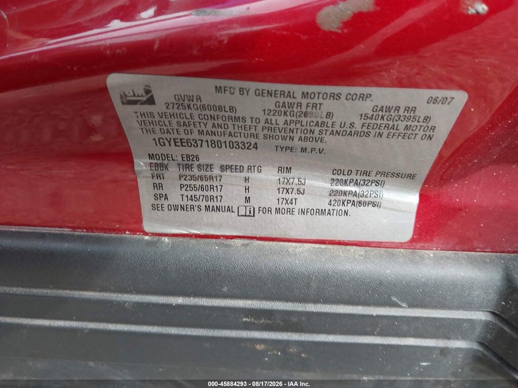 1GYEE637180103324 2008 CADILLAC SRX photo no. 9