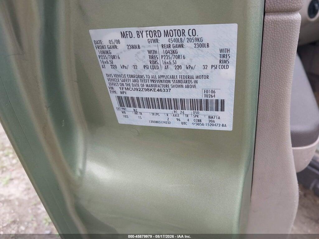 1FMCU92Z98KE46337 2008 FORD ESCAPE photo no. 9