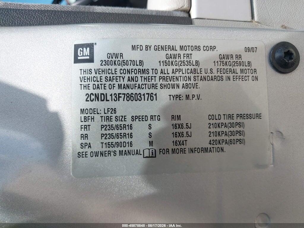 2CNDL13F786031761 2008 CHEVROLET EQUINOX photo no. 9