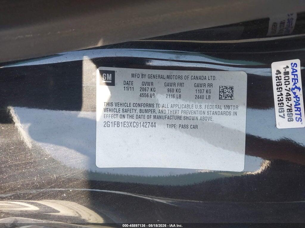 2G1FB1E3XC9142744 2012 CHEVROLET CAMARO photo no. 9