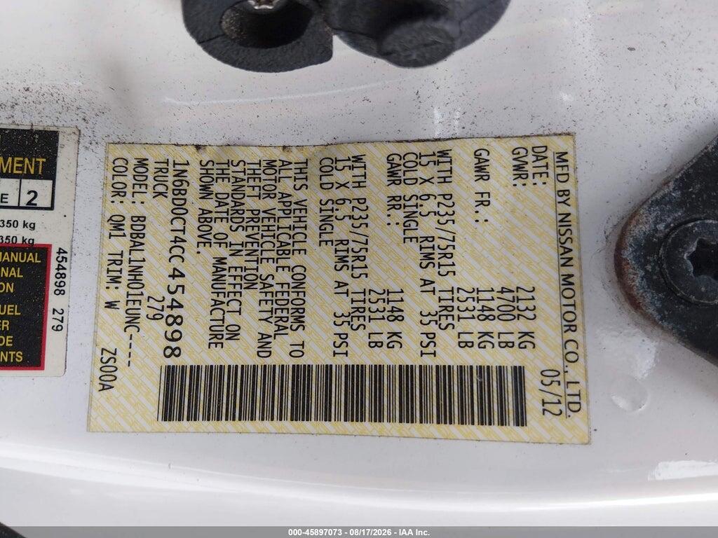 1N6BD0CT4CC454898 2012 NISSAN FRONTIER photo no. 9