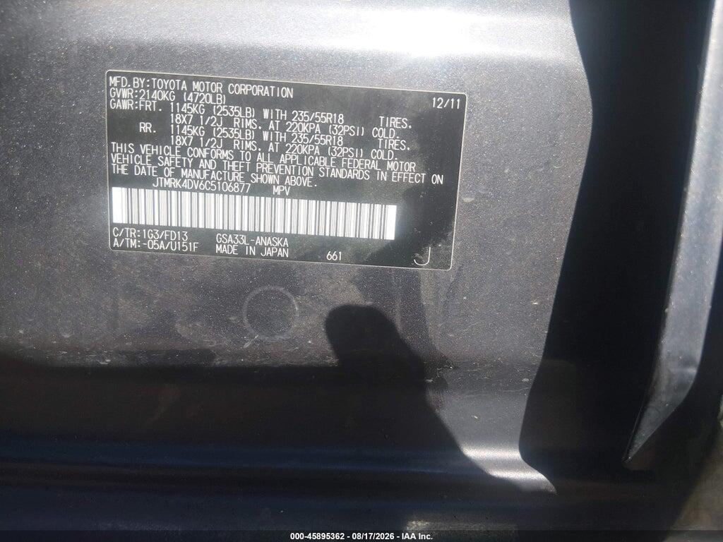 JTMRK4DV6C5106877 2012 TOYOTA RAV4 photo no. 9