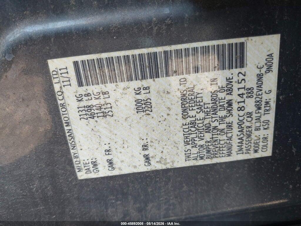 1N4AA5AP0CC814152 2012 NISSAN MAXIMA photo no. 9