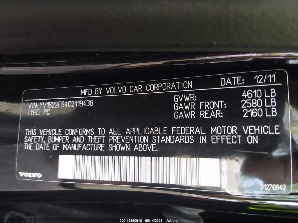 YV1622FS4C2119438 2012 VOLVO S60 photo no. 9