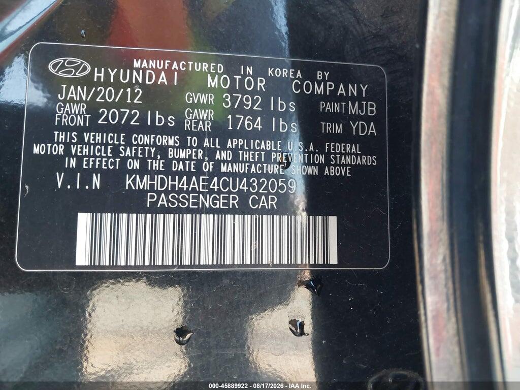 KMHDH4AE4CU432059 2012 HYUNDAI ELANTRA photo no. 9